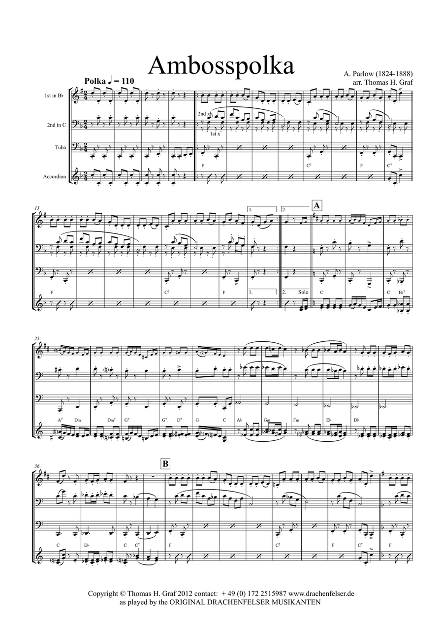 Amboss-Polka - German Polka - Oktoberfest - German Band Brass Ensemble scores gallery preview page 1