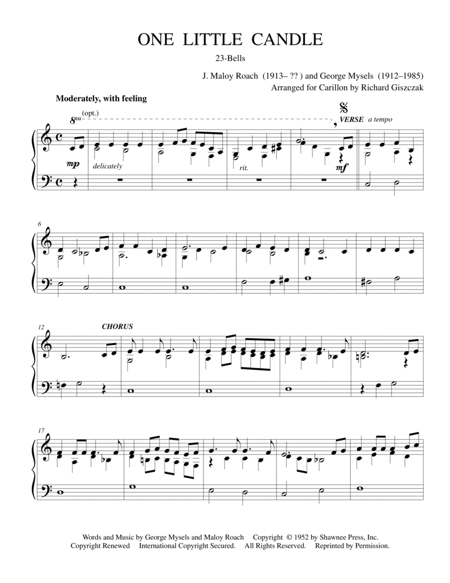 One Little Candle One Little Candle Carillon scores gallery preview page 1