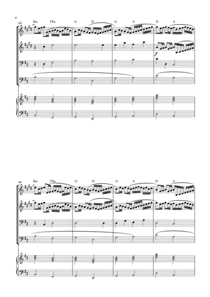 Canon in D - J. Pachelbel for Brass quartet with piano and chords. image number null