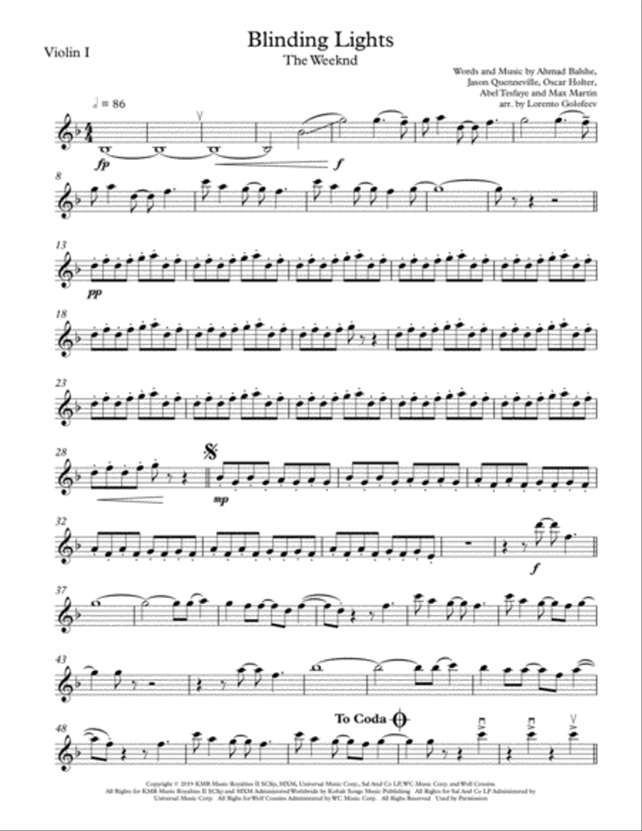 Blinding Lights String Quartet scores gallery preview page 6