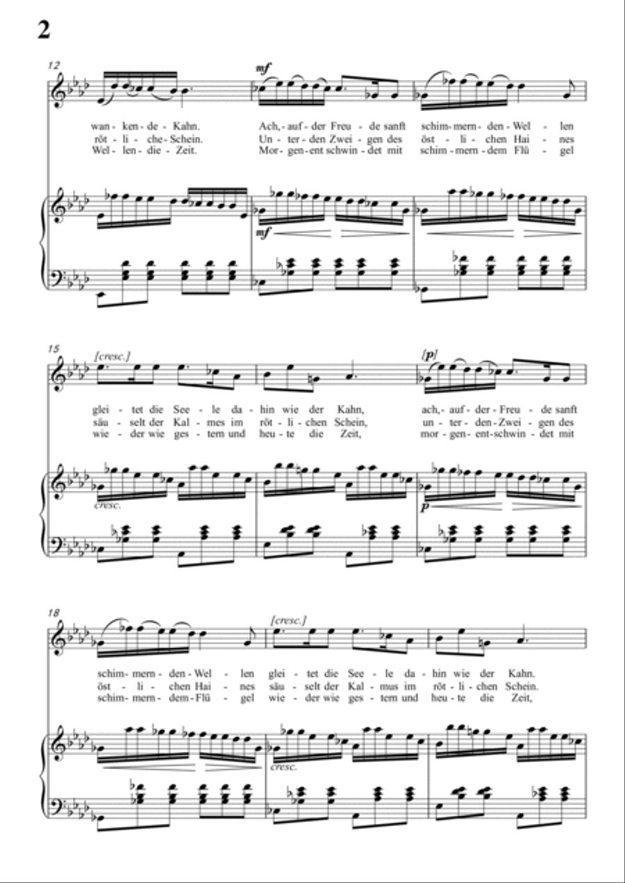 Schubert-Auf dem Wasser zu singen inbA for Vocal and Piano Voice scores gallery preview page 3