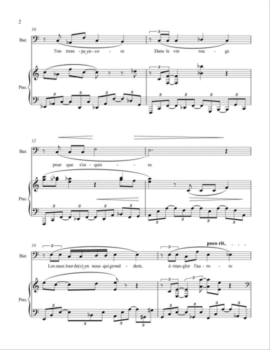 Sang d'encre (for baritone & piano) Voice Solo scores gallery preview page 2
