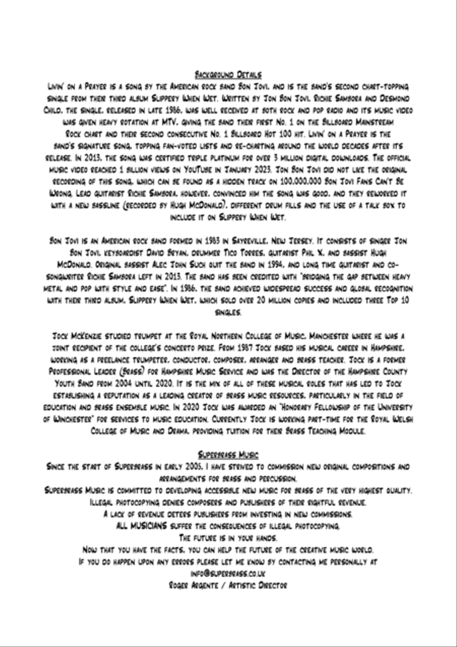 Livin' On A Prayer Brass Ensemble scores gallery preview page 2