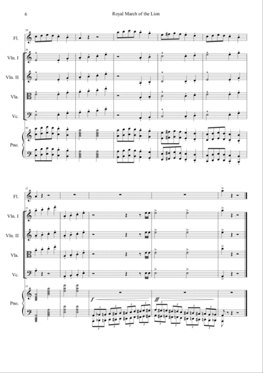 Le Lion (Le Carnaval des Animaux) Orchestra scores gallery preview page 6