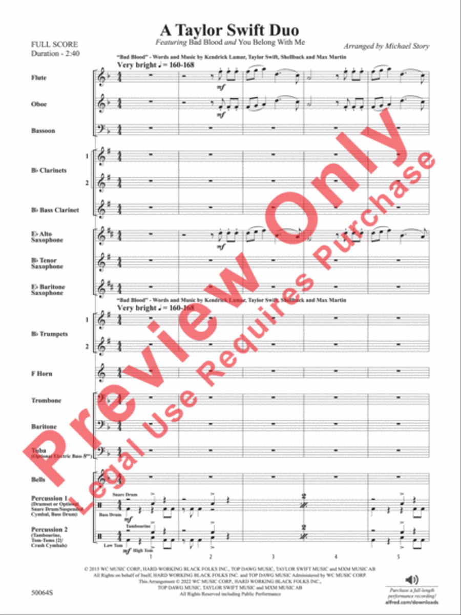 A Taylor Swift Duo Concert Band scores gallery preview page 4
