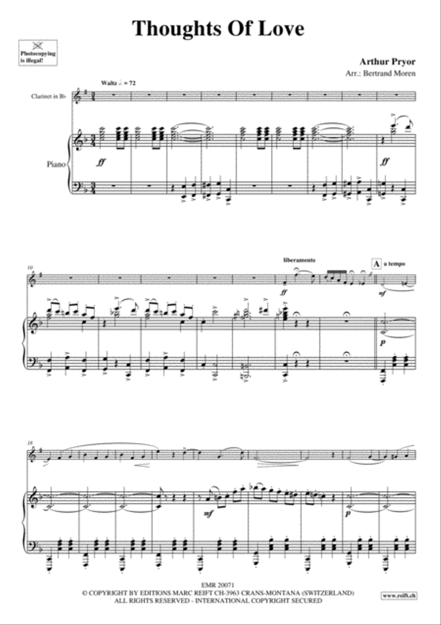 Thoughts Of Love Clarinet Solo scores gallery preview page 3