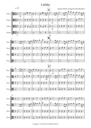 Book cover for Brahms Lullaby for Viola Quartet