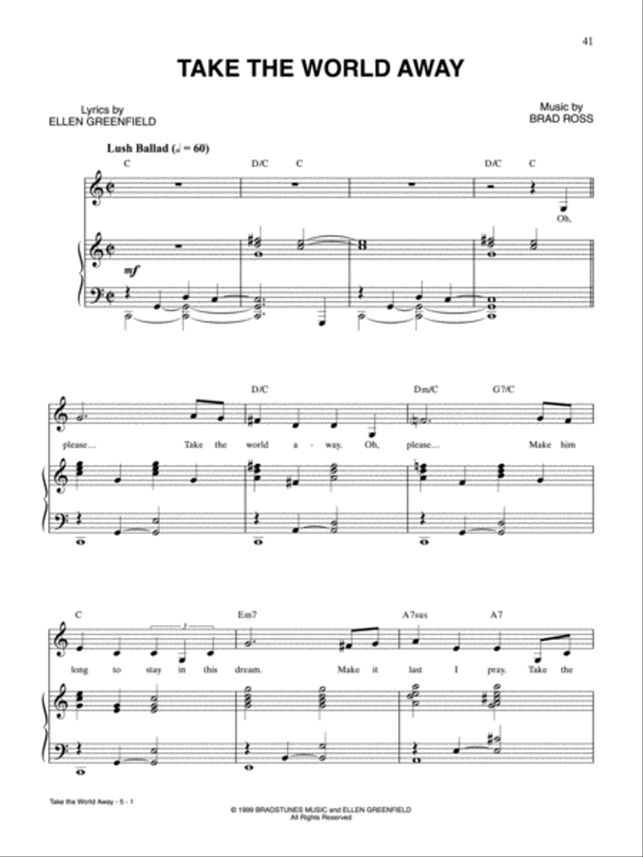 Take the World Away Take the World Away Piano, Vocal, Guitar scores gallery preview page 1
