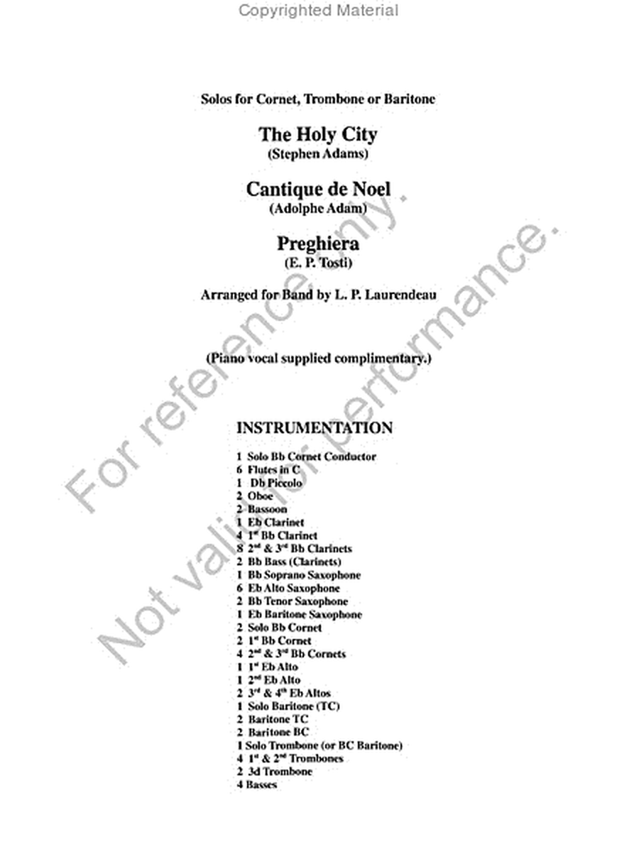 Cantique De Noel; Holy City and Preghiera