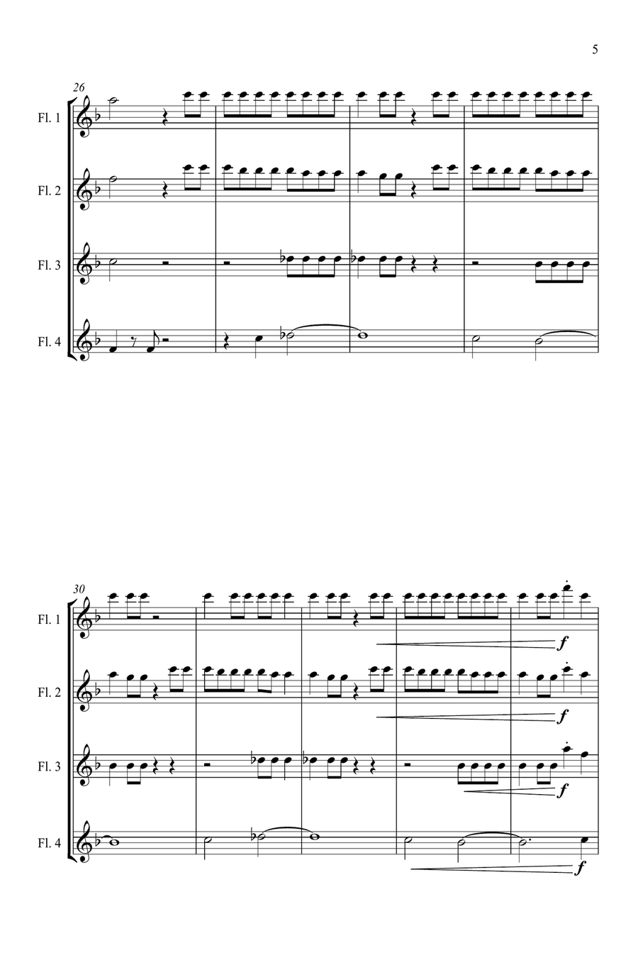 Single Ladies (Put A Ring On It) Flute Quartet scores gallery preview page 5