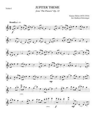Book cover for "Jupiter" Theme, from The Planets (Gustav Holst) String Quartet