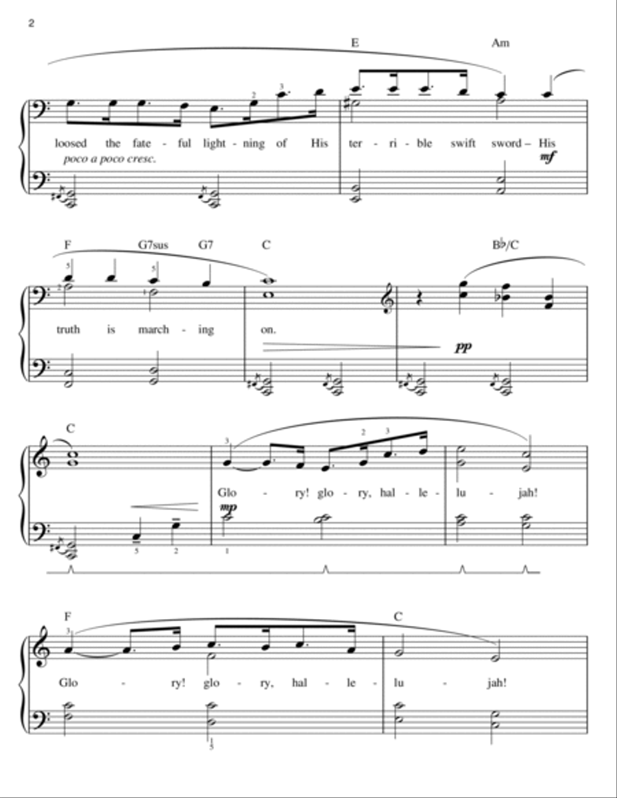 Battle Hymn Of The Republic Easy Piano scores gallery preview page 2