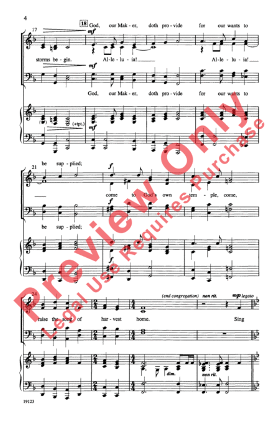Thanksgiving (A Medley of Hymns) 4-Part scores gallery preview page 4