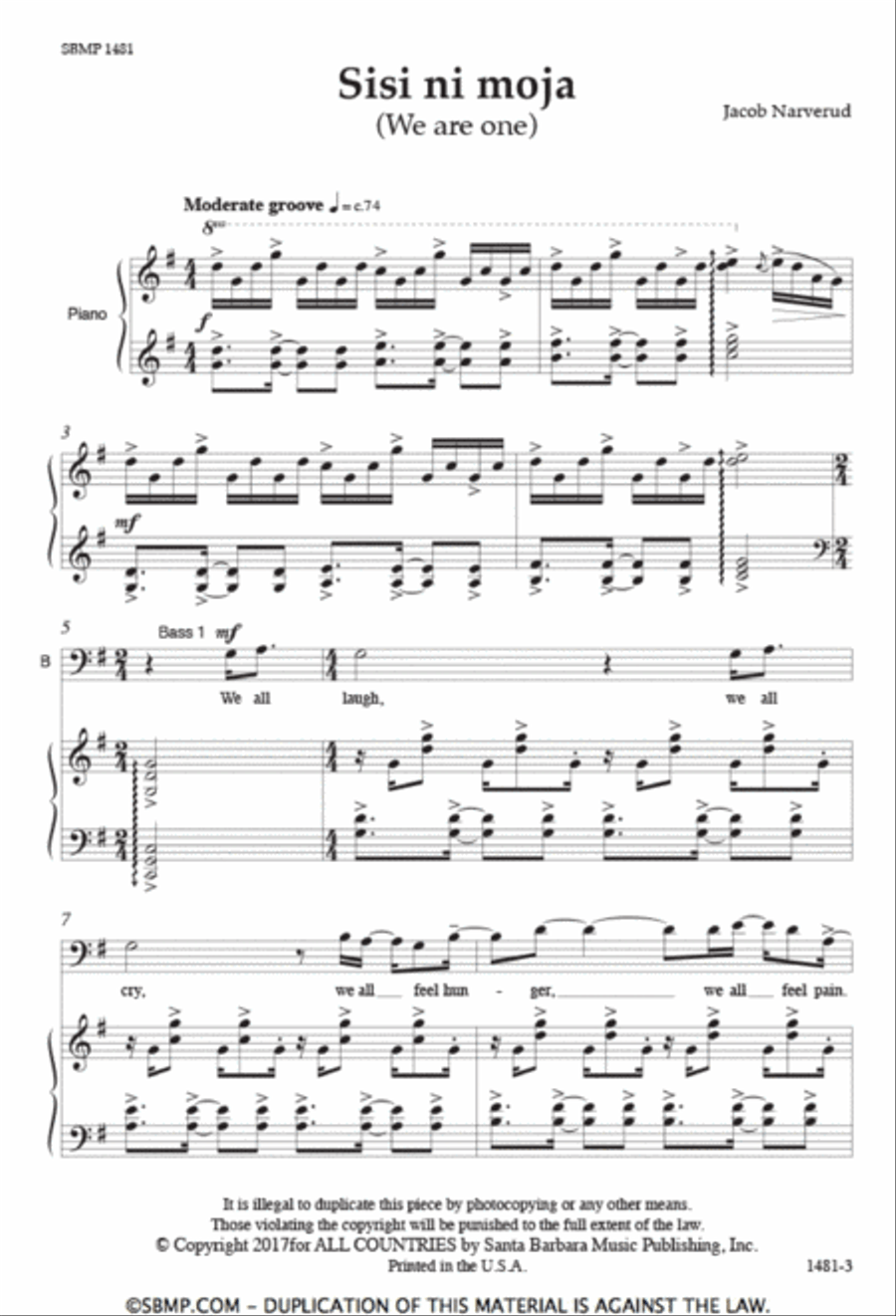 Sisi ni moja - TTB/TBB Octavo TTB scores gallery preview page 2