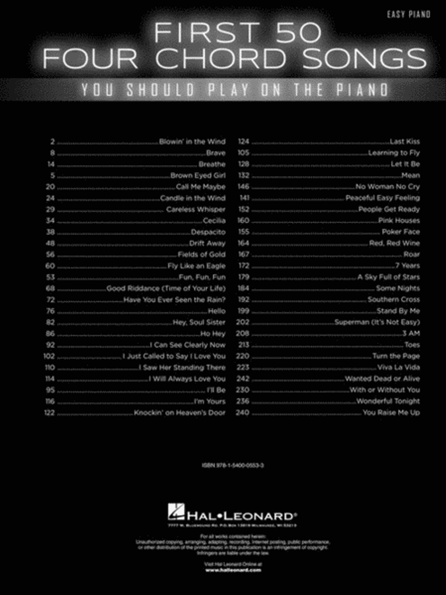 First 50 4-Chord Songs You Should Play on the Piano Easy Piano scores gallery preview page 2
