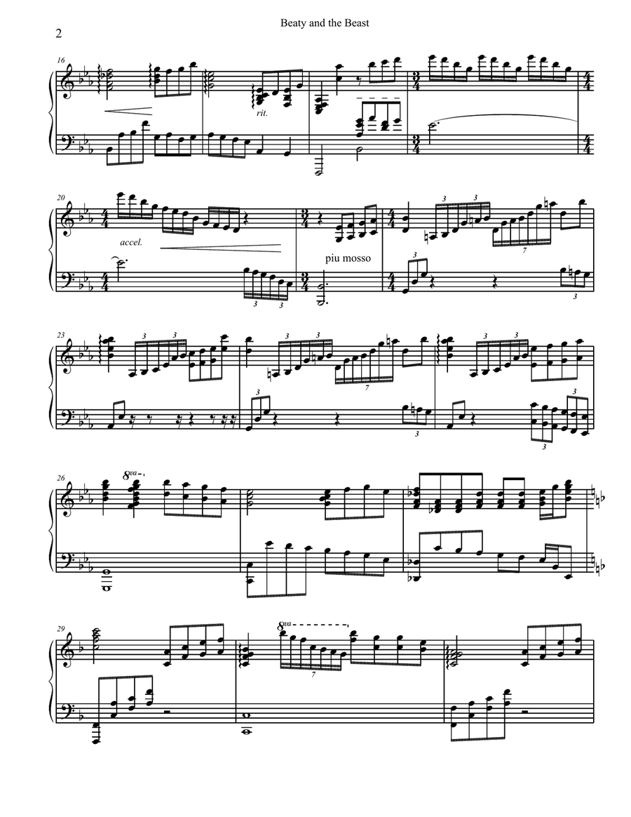 Beauty And The Beast Piano Solo scores gallery preview page 2