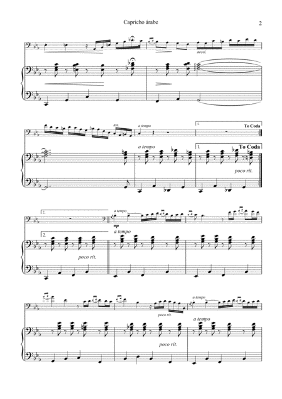 Capricho arabe/Capricho árabe for cello and piano Piano scores gallery preview page 3