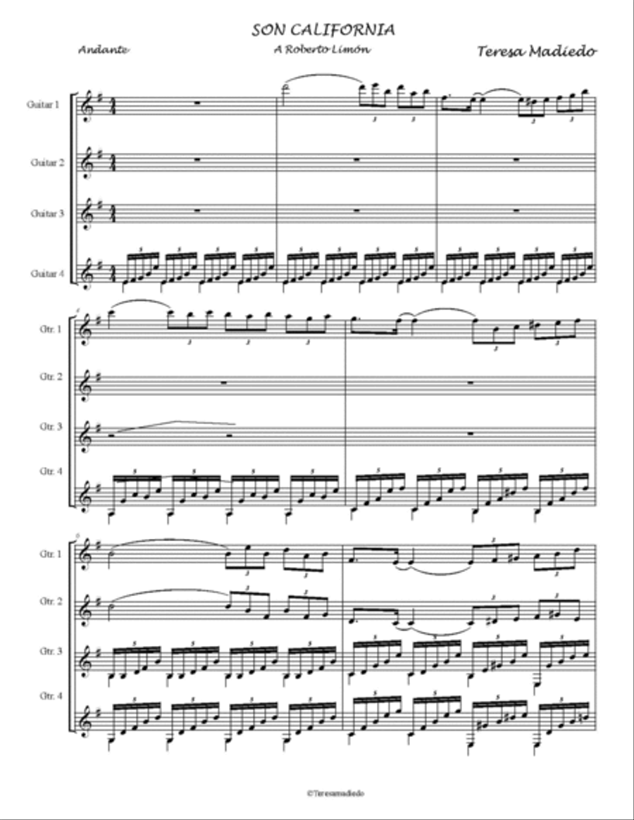 Son California score and parts - Score Only Acoustic Guitar scores gallery preview page 3