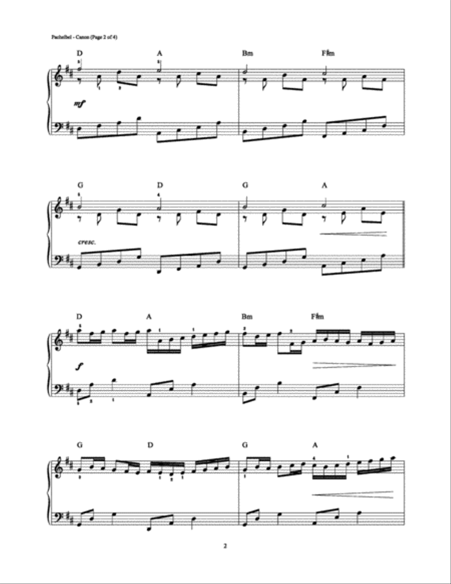 Canon in D Canon in D Easy Piano scores gallery preview page 2