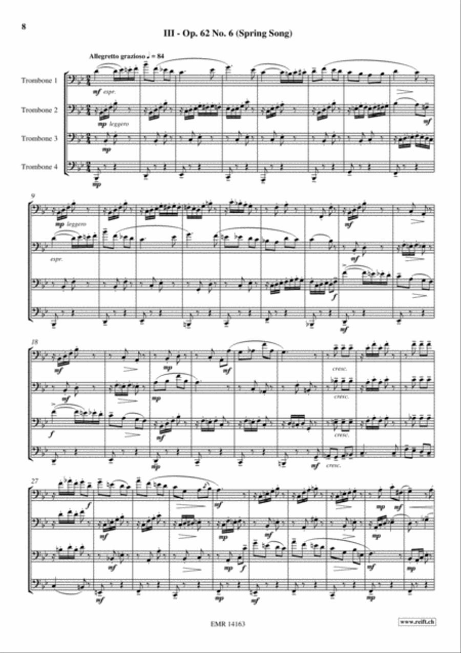 Songs Without Words Trombone Quartet scores gallery preview page 6