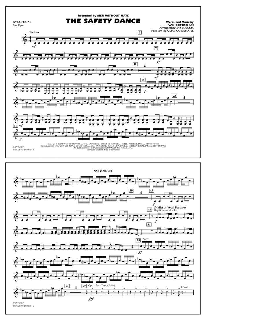 The Safety Dance - Xylophone Marching Band scores gallery preview page 1