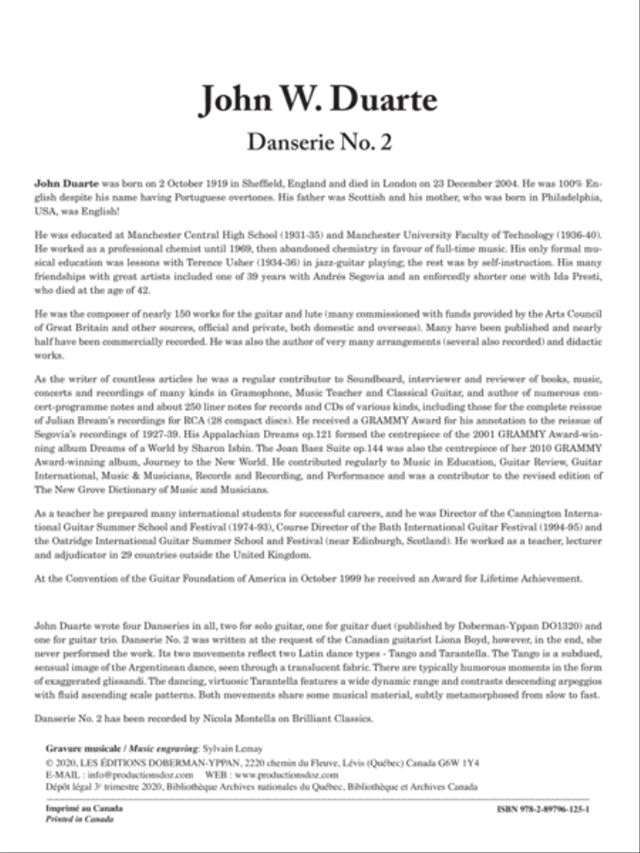 Danserie No. 2, Op. 87 Classical Guitar scores gallery preview page 2