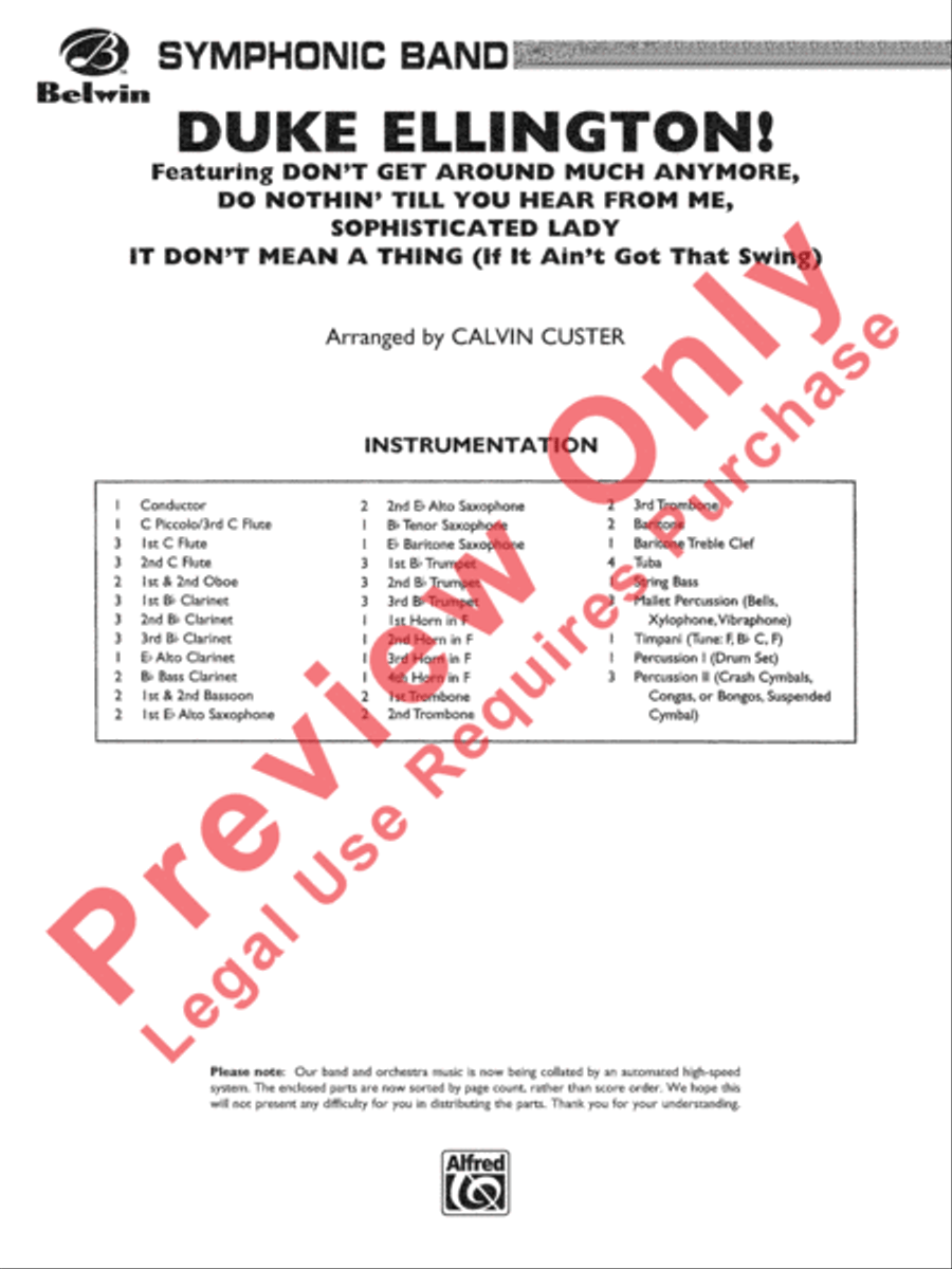 Duke Ellington! Duke Ellington! Concert Band scores gallery preview page 2