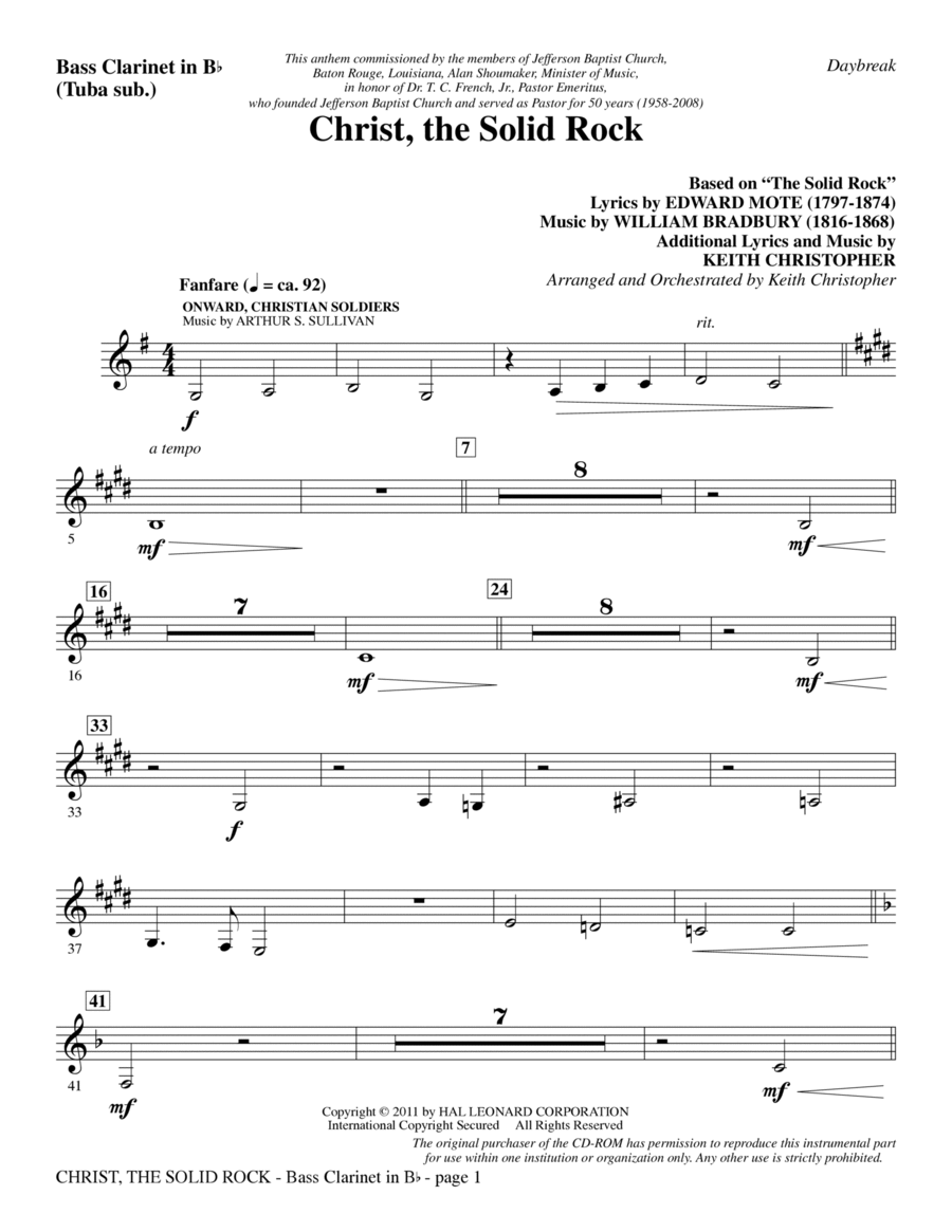 Christ, The Solid Rock - Bass Clarinet (sub. Tuba) Choir scores gallery preview page 1