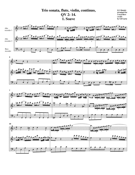 Trio sonata QV 2 14 (arrangement for 3 recorders)