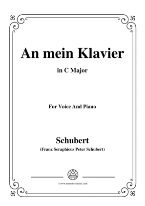 Book cover for Schubert-An mein Klavier,in C Major,for Voice&Piano