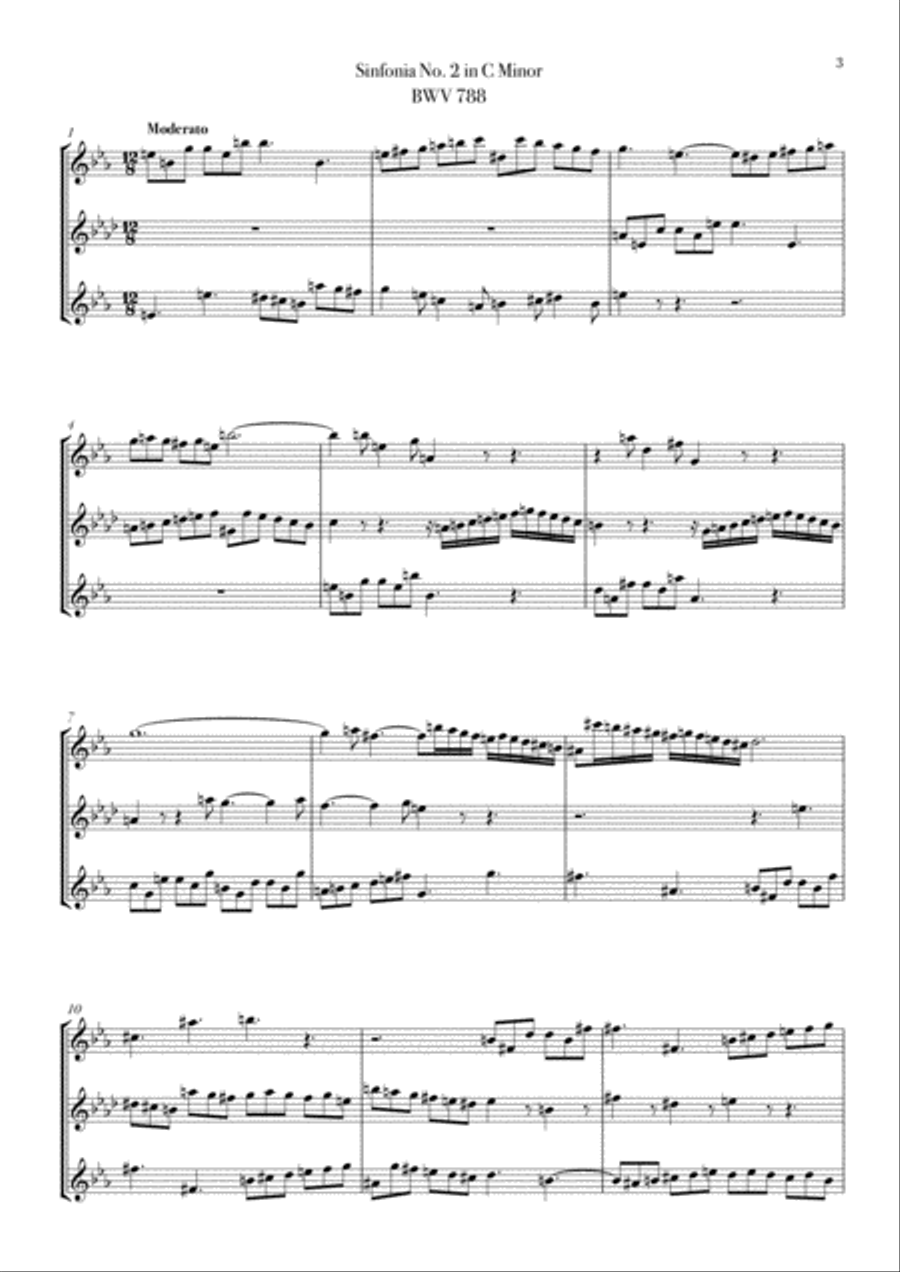 Two Sinfonias in C arranged for Flute Trio Flute Trio scores gallery preview page 3