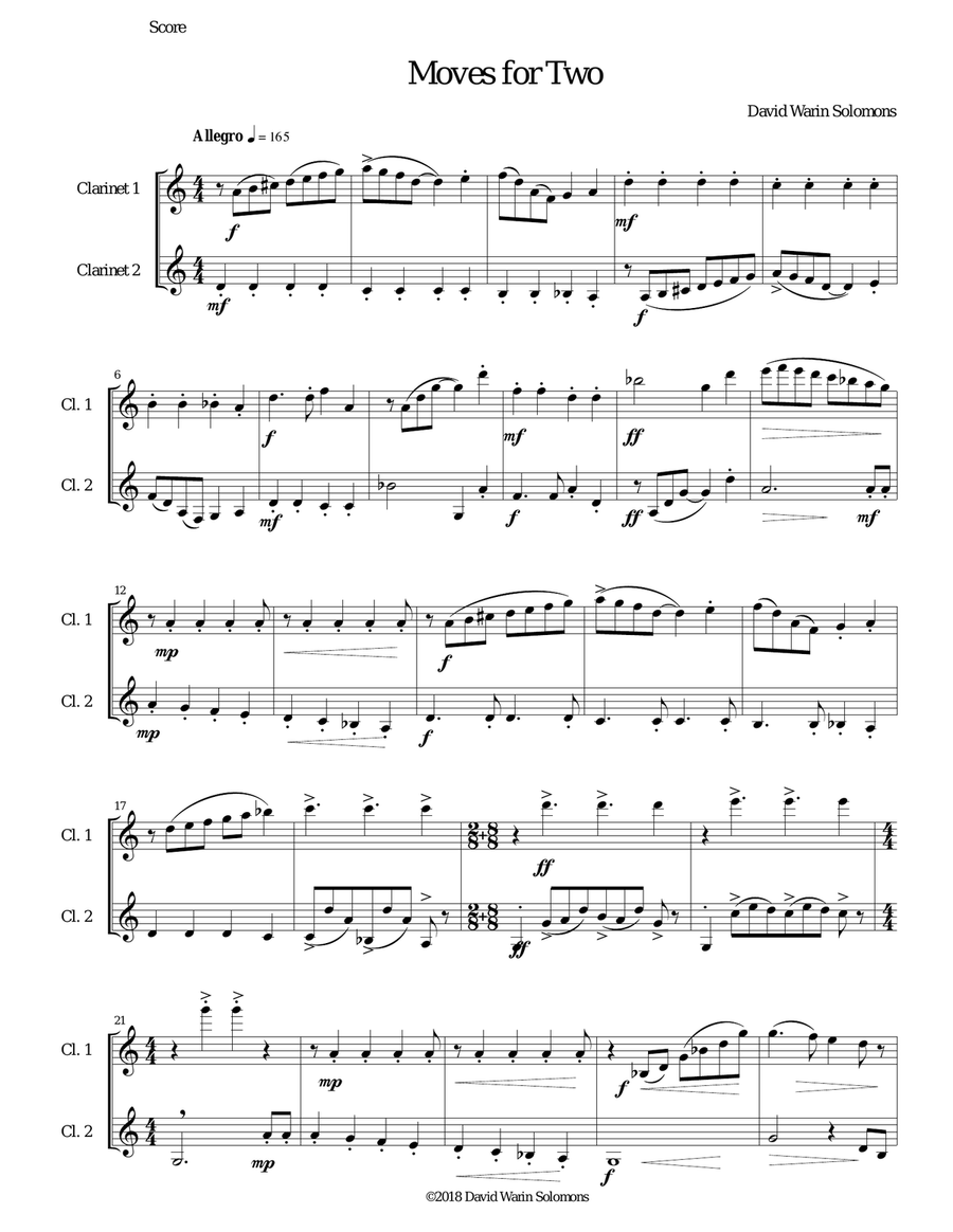 Moves for Two for 2 B flat clarinets image number null