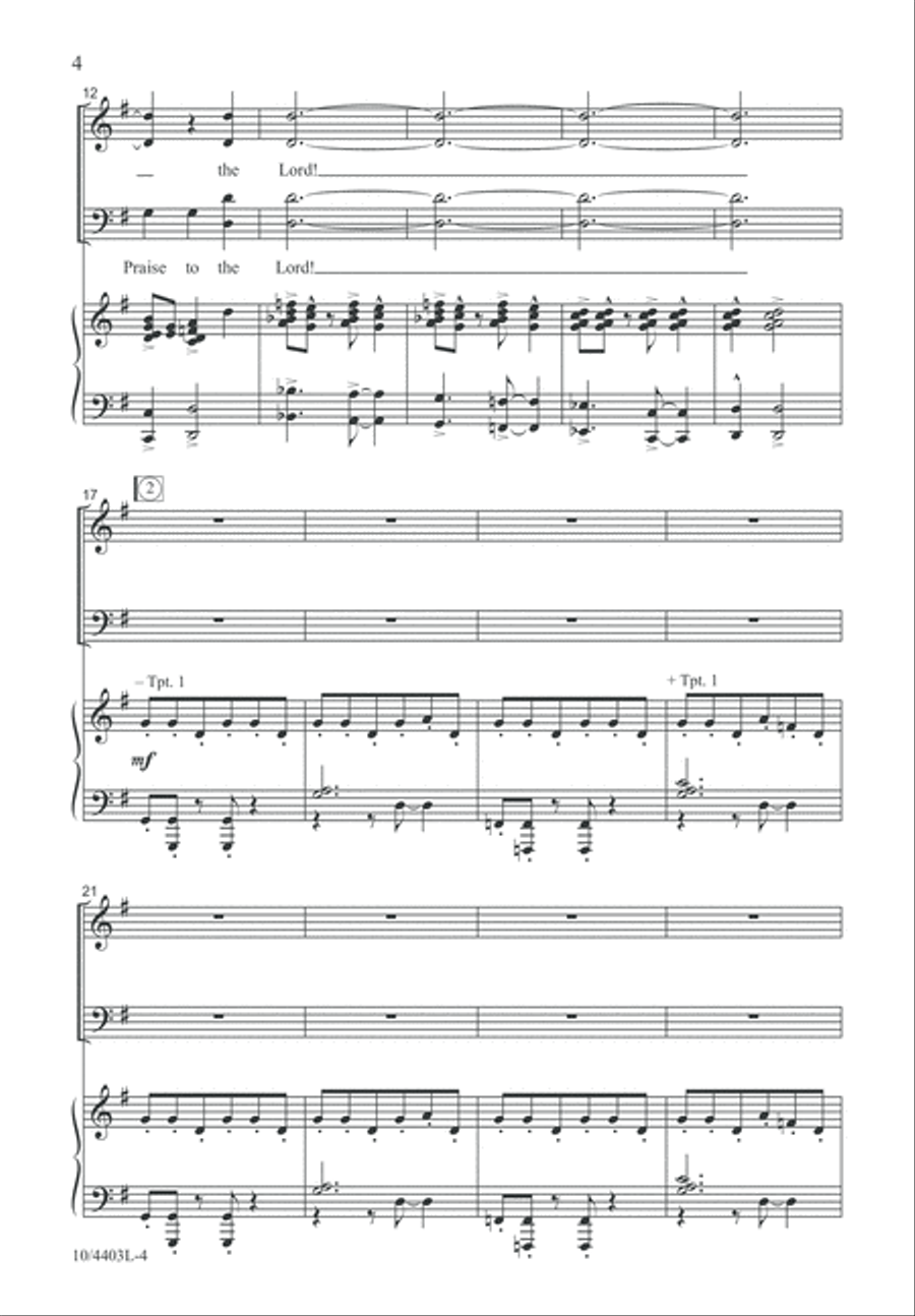 Praise to the Lord, the Almighty 4-Part scores gallery preview page 4