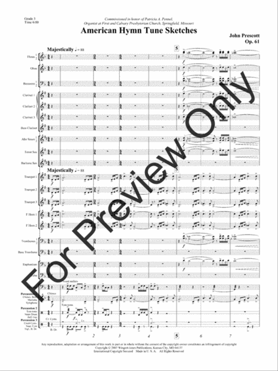 American Hymn Tune Sketches (Score) Concert Band scores gallery preview page 4