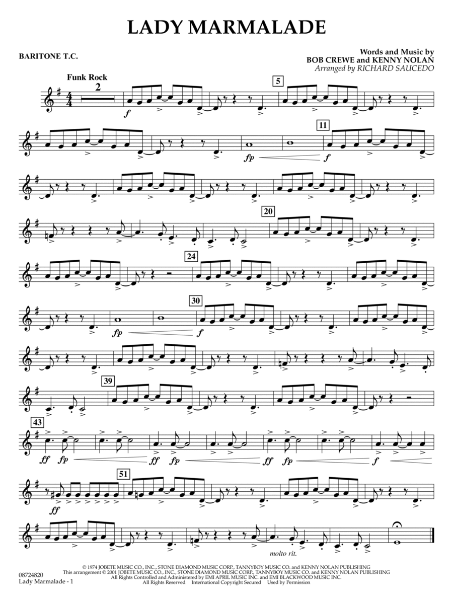 Lady Marmalade (from Moulin Rouge) (arr. Richard Saucedo) - Baritone T.C.