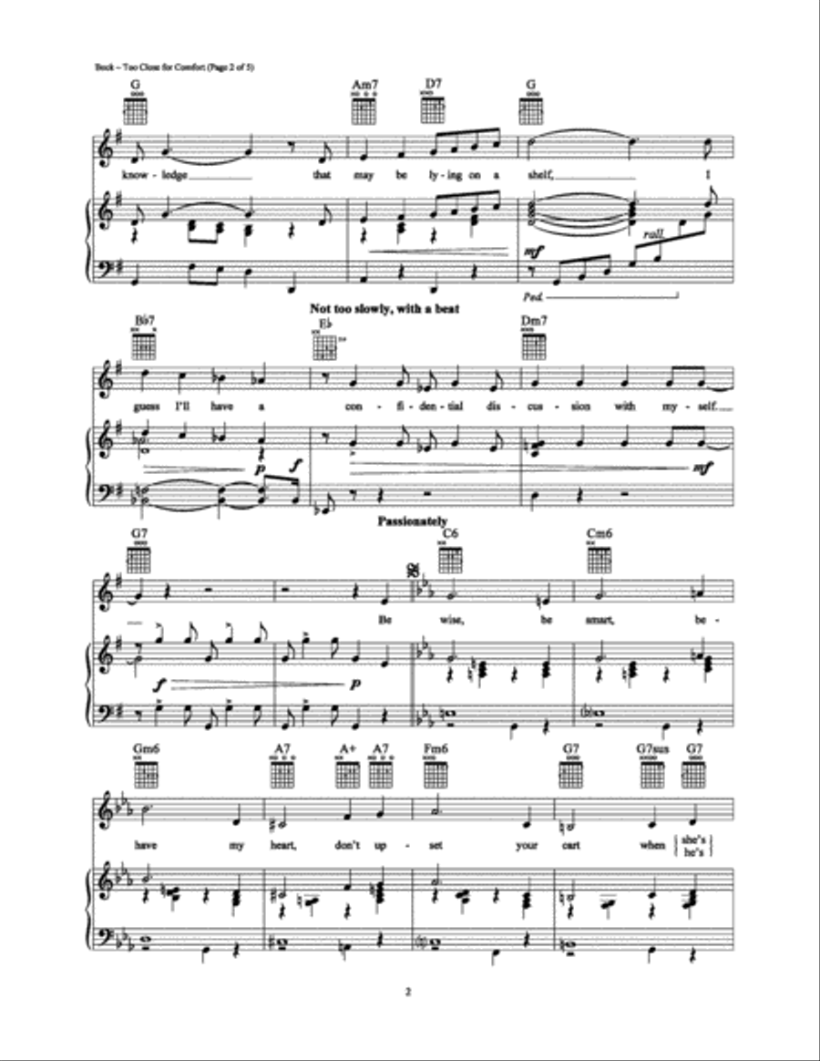 Too Close for Comfort Piano, Vocal, Guitar scores gallery preview page 2