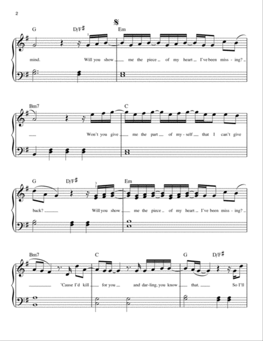 No Peace (feat. YEBBA) Easy Piano scores gallery preview page 2