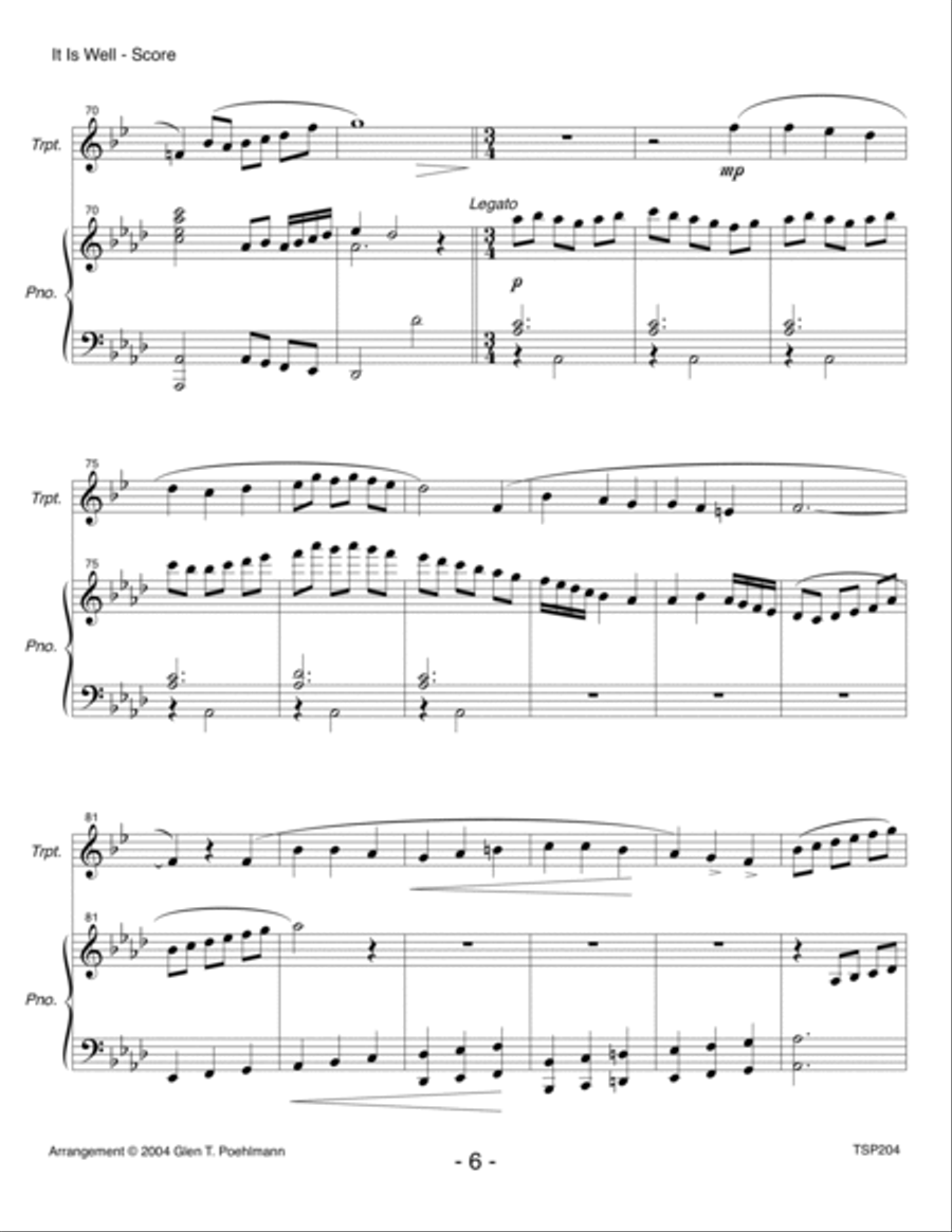 IT IS WELL WITH MY SOUL - TRUMPET SOLO with Piano Accompaniment Trumpet Solo scores gallery preview page 6