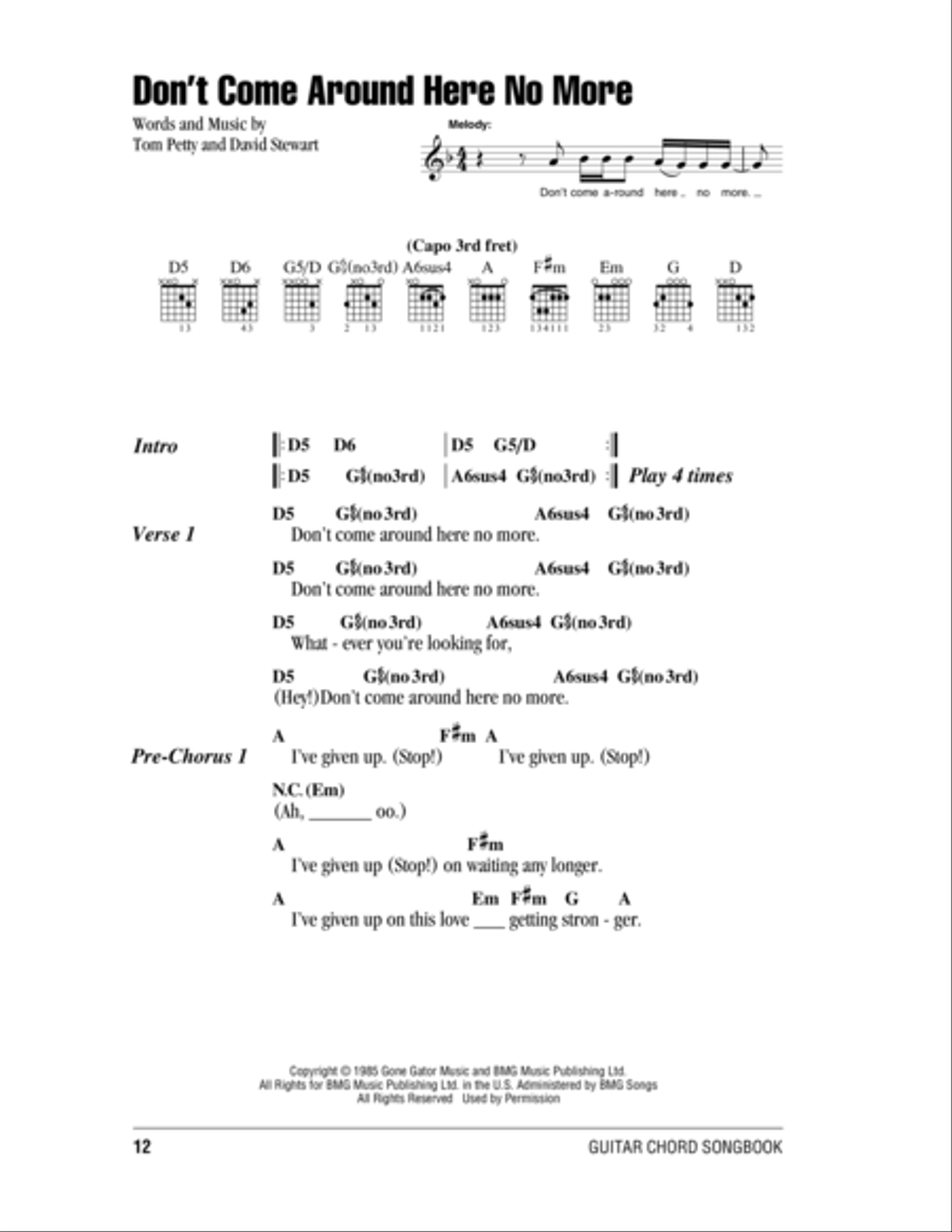 Don't Come Around Here No More Acoustic Guitar scores gallery preview page 1