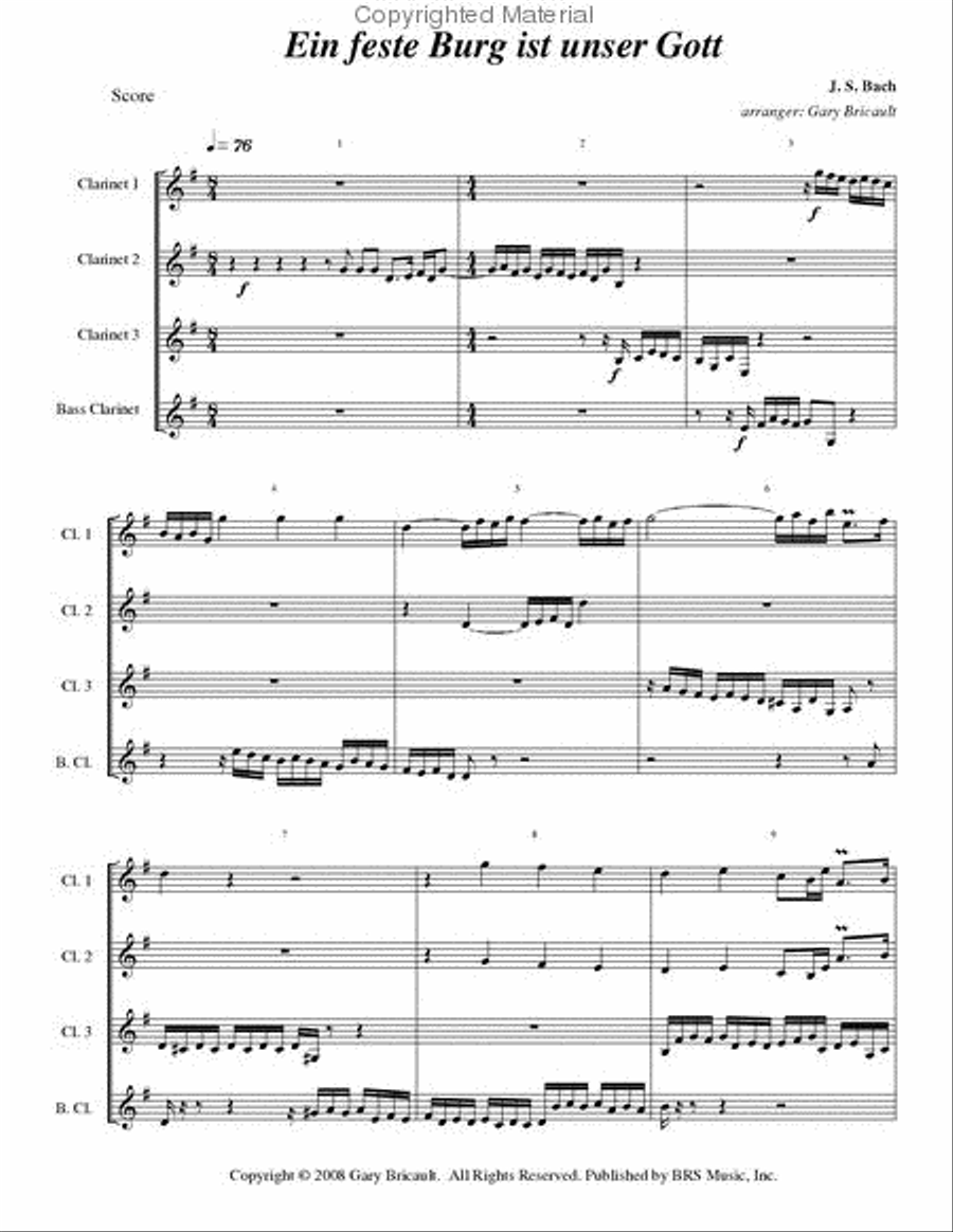 Ein feste Burg ist unser Gott Clarinet Quartet scores gallery preview page 2