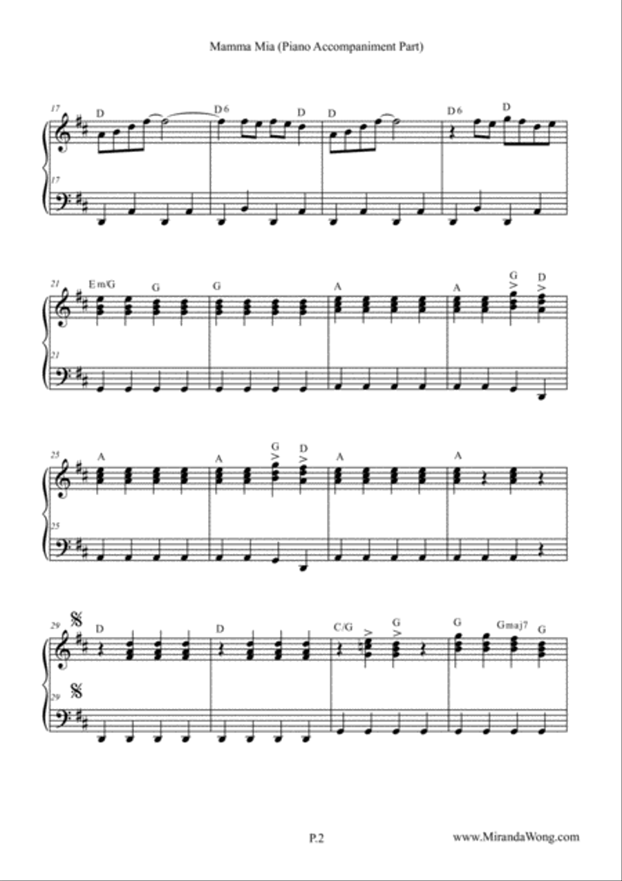 Mamma Mia Mamma Mia Piano Trio scores gallery preview page 2