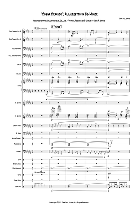 Bossa Bravado”; Allegretto in Bb Minor for Jazz Ensemble, Cellos, Percussion & Chorus - jazz font