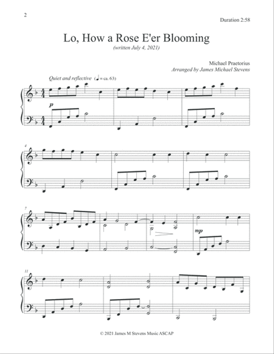 Lo, How a Rose E'er Blooming Piano Solo scores gallery preview page 2