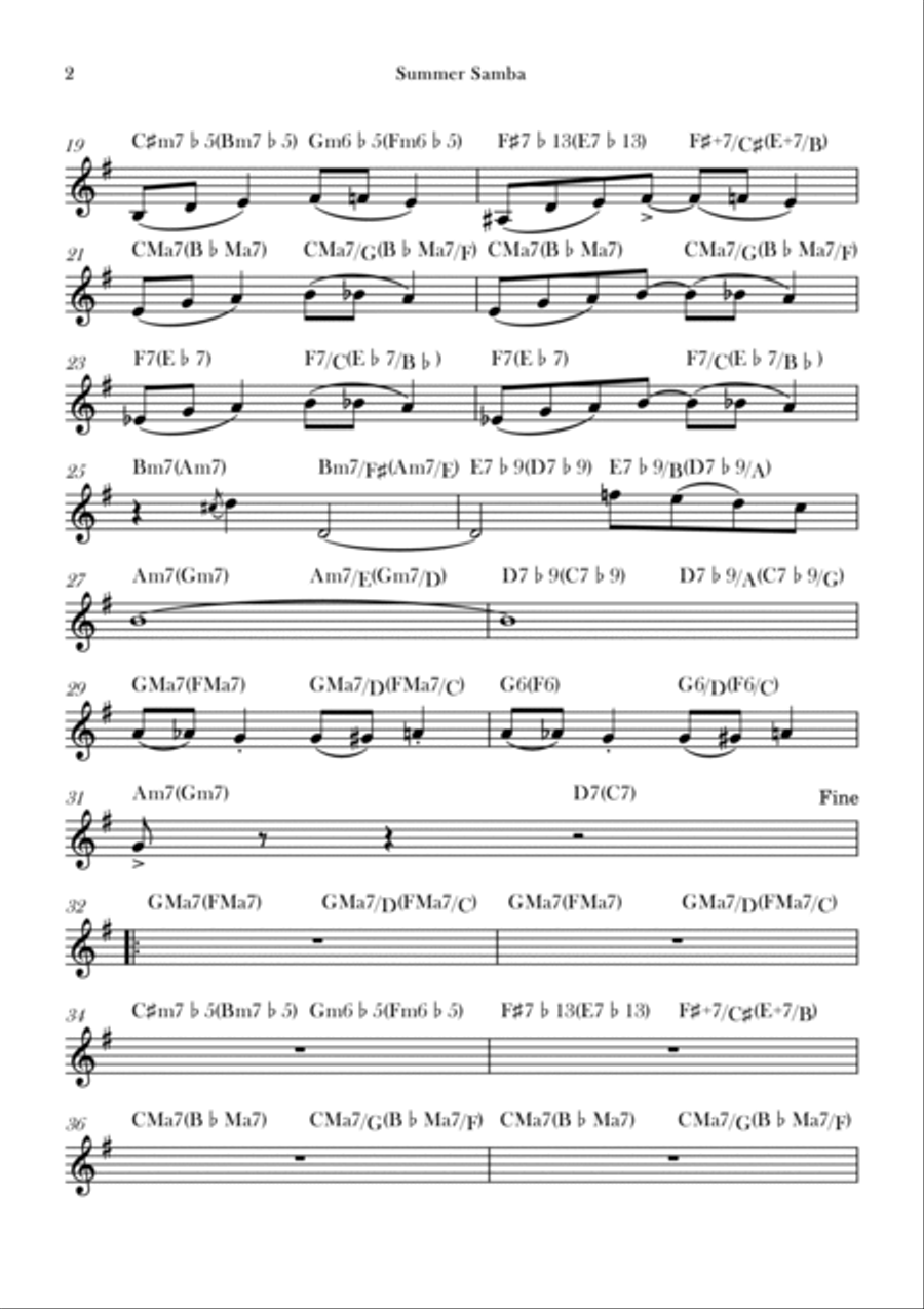 Summer Samba B-Flat Clarinet scores gallery preview page 2