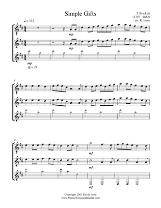 Simple Gifts (Guitar Trio) - Score and Parts