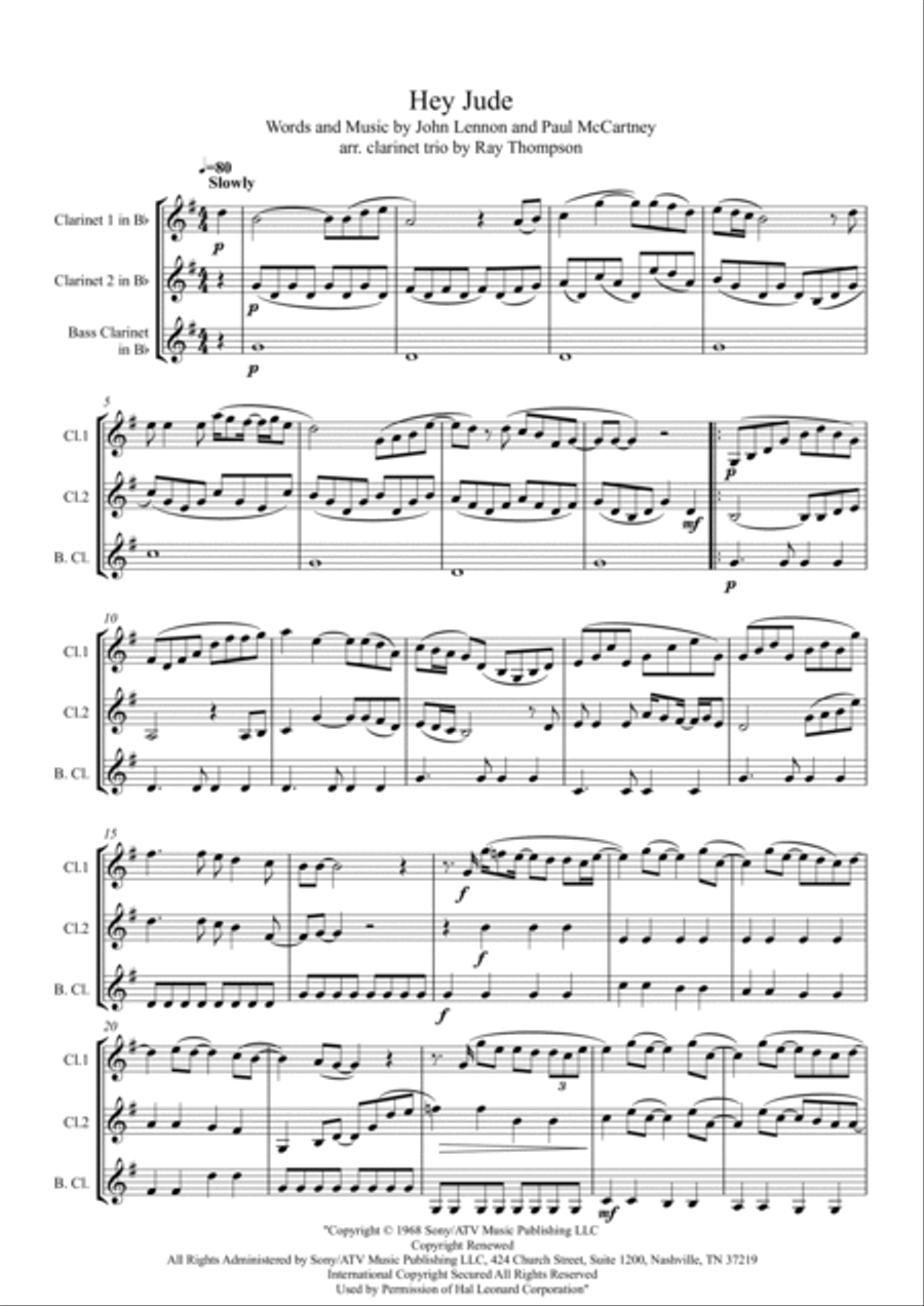 Hey Jude Clarinet Trio scores gallery preview page 2