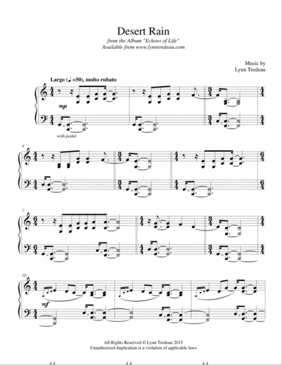 Desert Rain Piano Solo scores gallery preview page 1