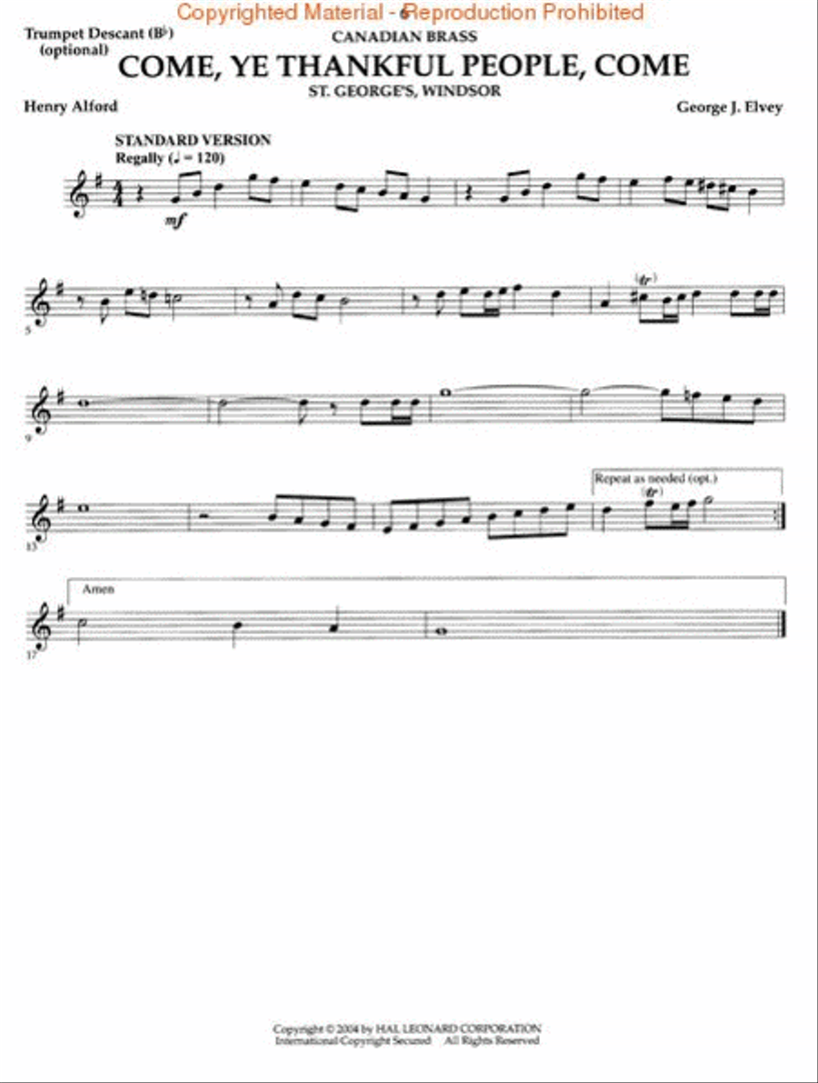 The Canadian Brass – 15 Favorite Hymns – Trumpet Descants Brass Quintet scores gallery preview page 3