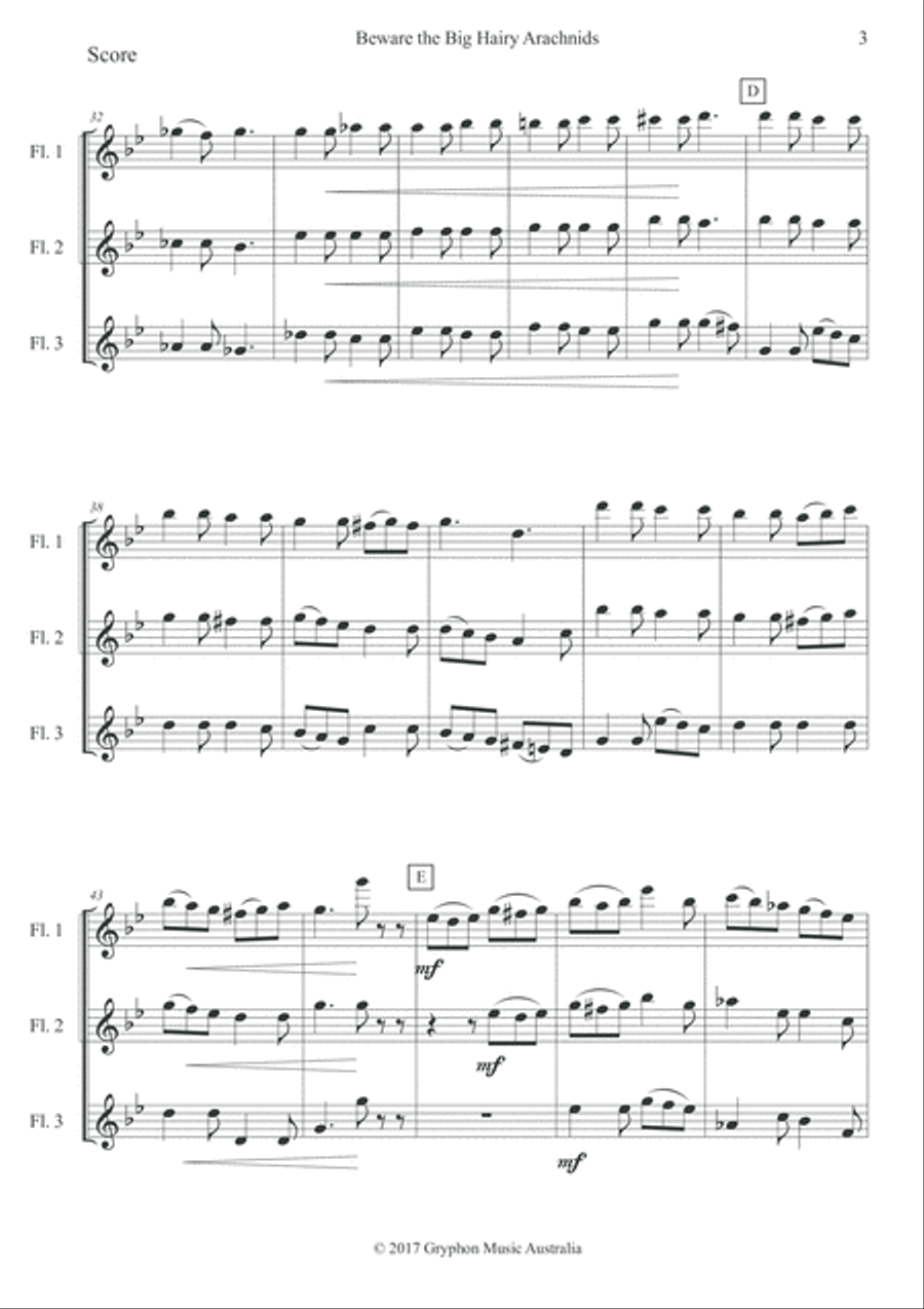 Beware the Big Hairy Arachnids for Flute Trio Flute Trio scores gallery preview page 4