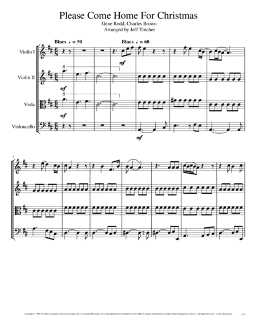 Please Come Home For Christmas String Quartet scores gallery preview page 2